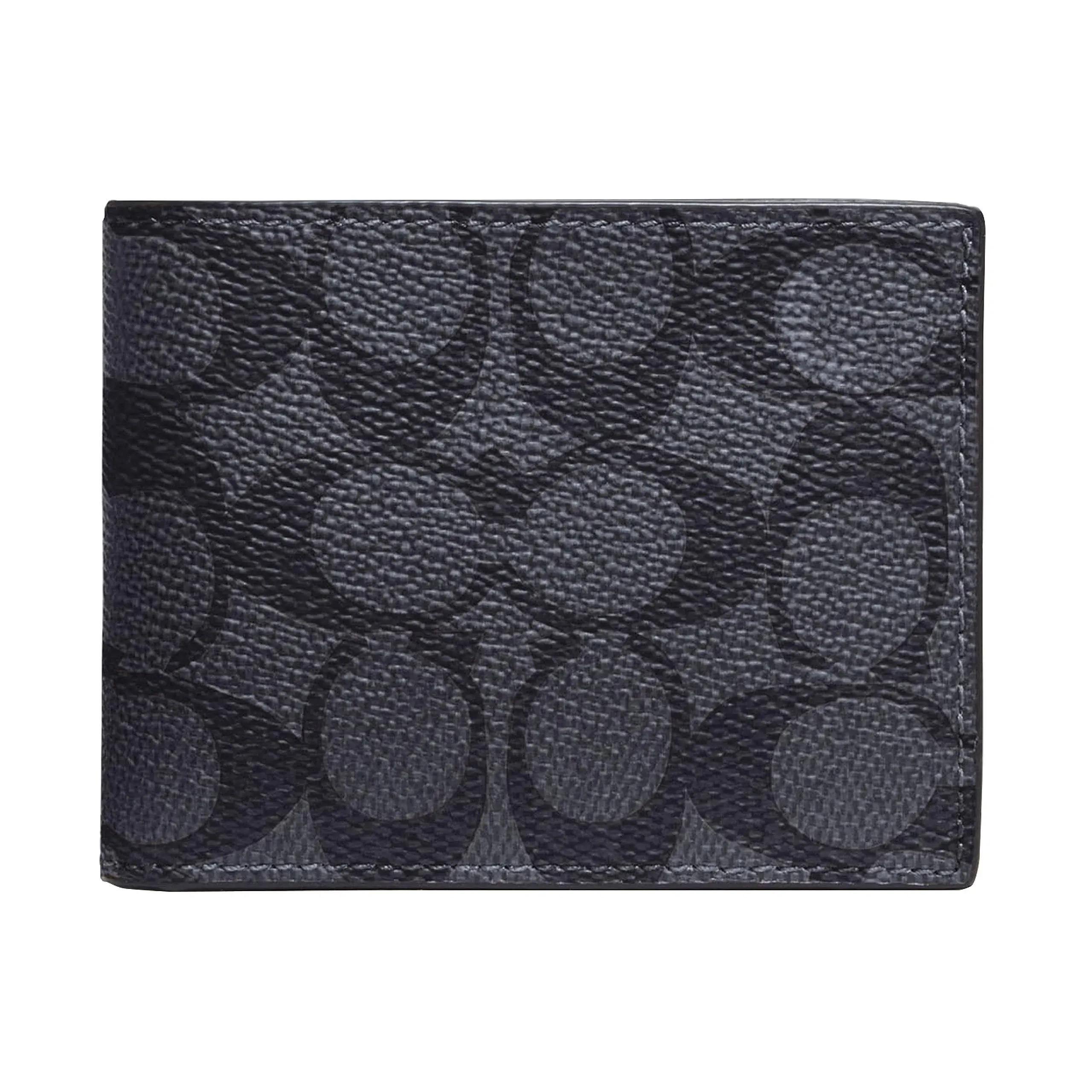 Coach Men's Signature Monogram Slim Canvas & Leather Billfold Wallet Charcoal