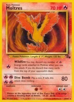 1999 Pokemon Fossil Moltres 1st Edition 27/62 PSA 7