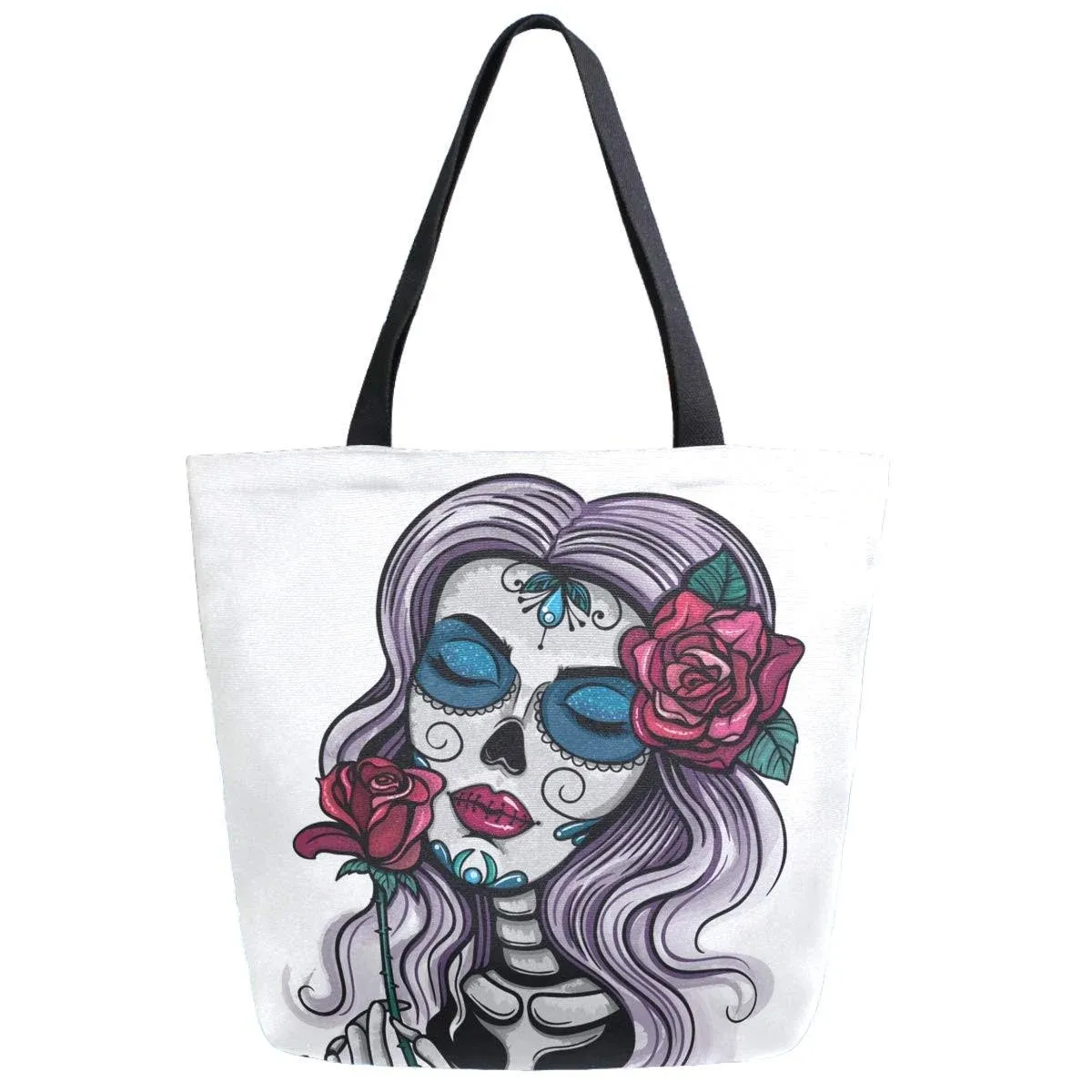 ZzWwR Day of The Dead Sugar Skull Girl with Rose Print Extra Large Canvas ...