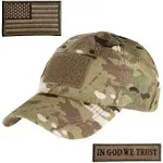 Lightbird Multicam Tactical Hat with 2 Pieces Military Patches Adjustable Operator OCP US Flag Hats Cap Camo, Large