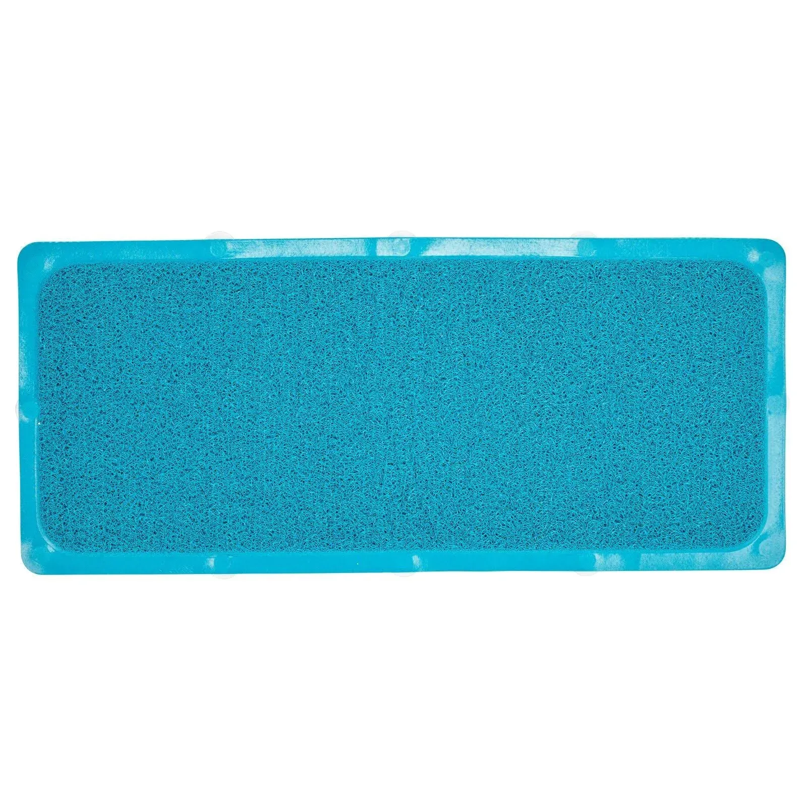 mDesign Plastic Loofah Cushioned Suction Bath Mat for Shower or Tub - Teal Blue