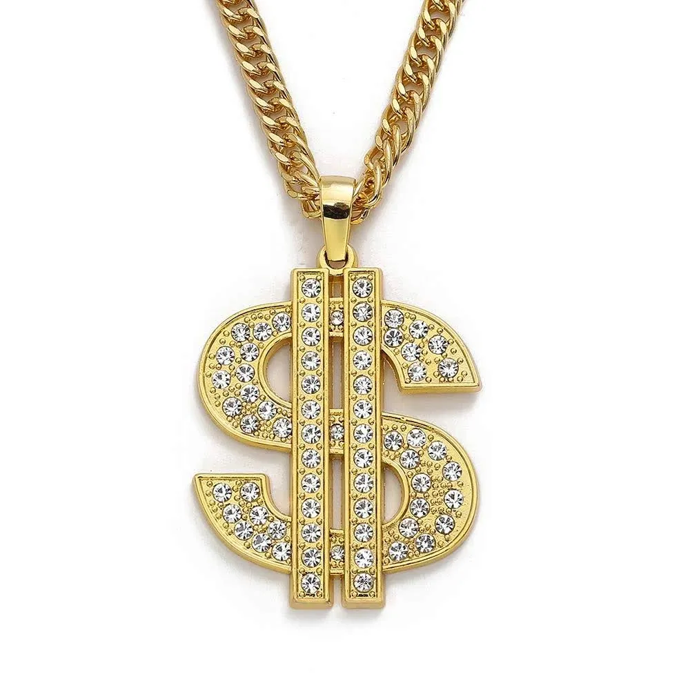 UEJUNBO Gold Chain with Dollar Sign Big Money Necklaces for Men Women,Stainless ...