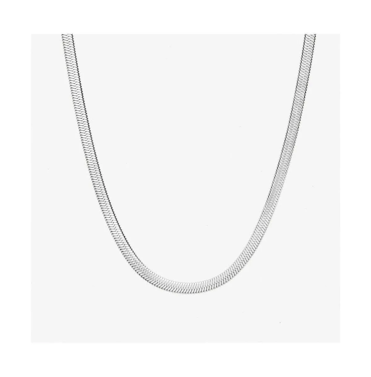 Ana Luisa Herringbone Chain Necklace - INA Silver - Silver, Silver