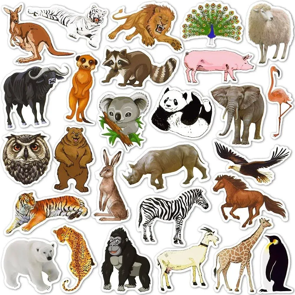 SUSIHI Animal Stickers for Water Bottles Cute Animal Stickers for Kids Farm Zoo ...