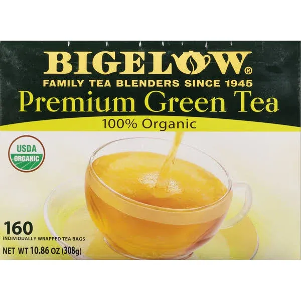 Bigelow Green Tea, Premium, 100% Organic, Tea Bags - 160 tea bags, 10.86 oz