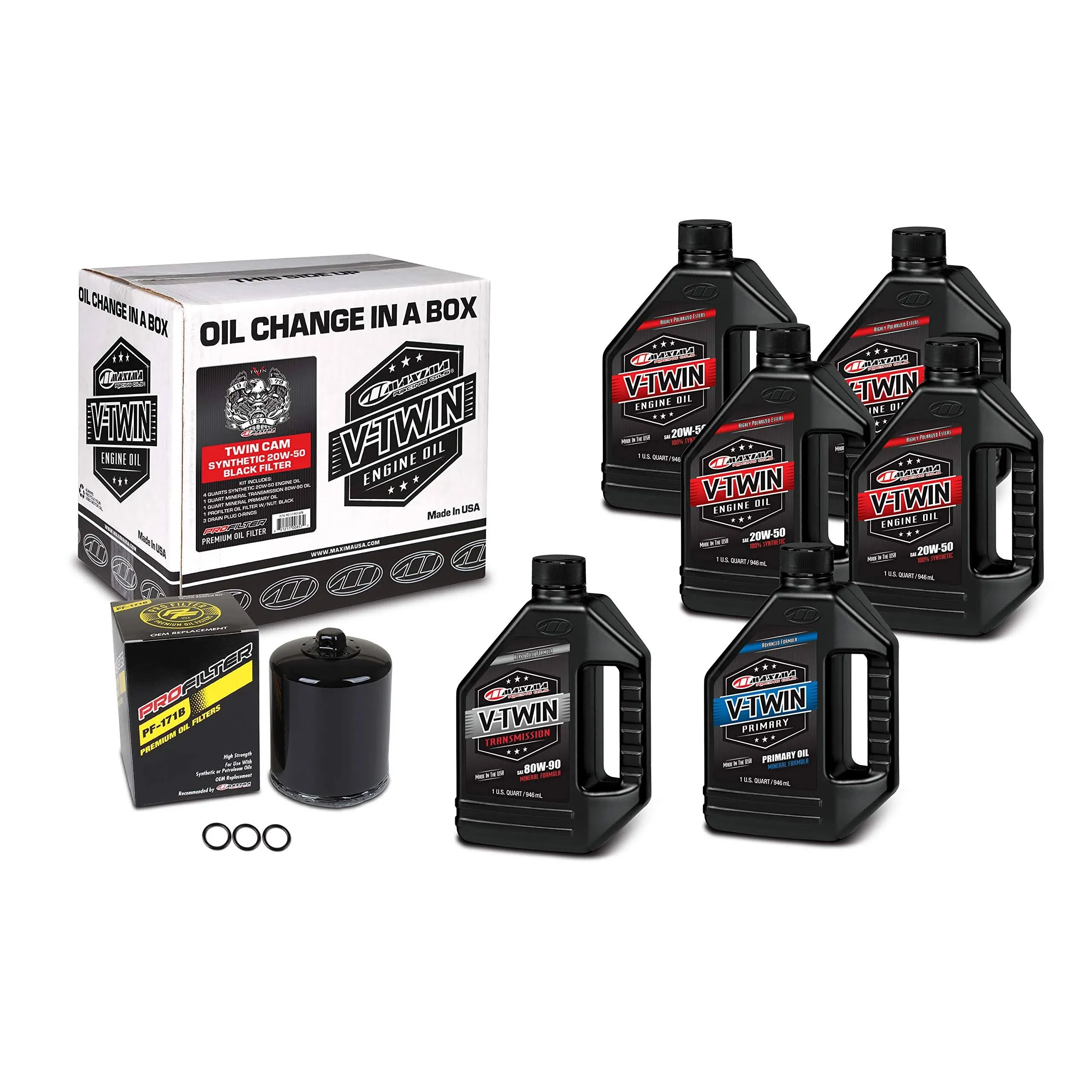 Maxima V-Twin Oil Change Kit Synthetic Filter