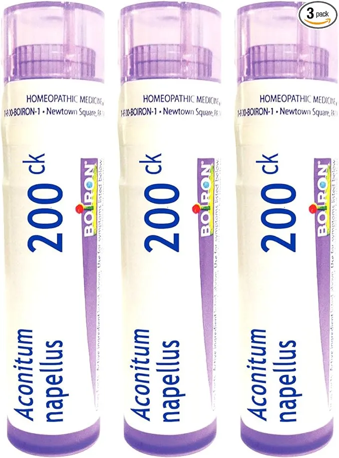 Boiron Aconitum Napellus 200ck Homeopathic Medicine for High Fever - Pack of 3 (240 Pellets)