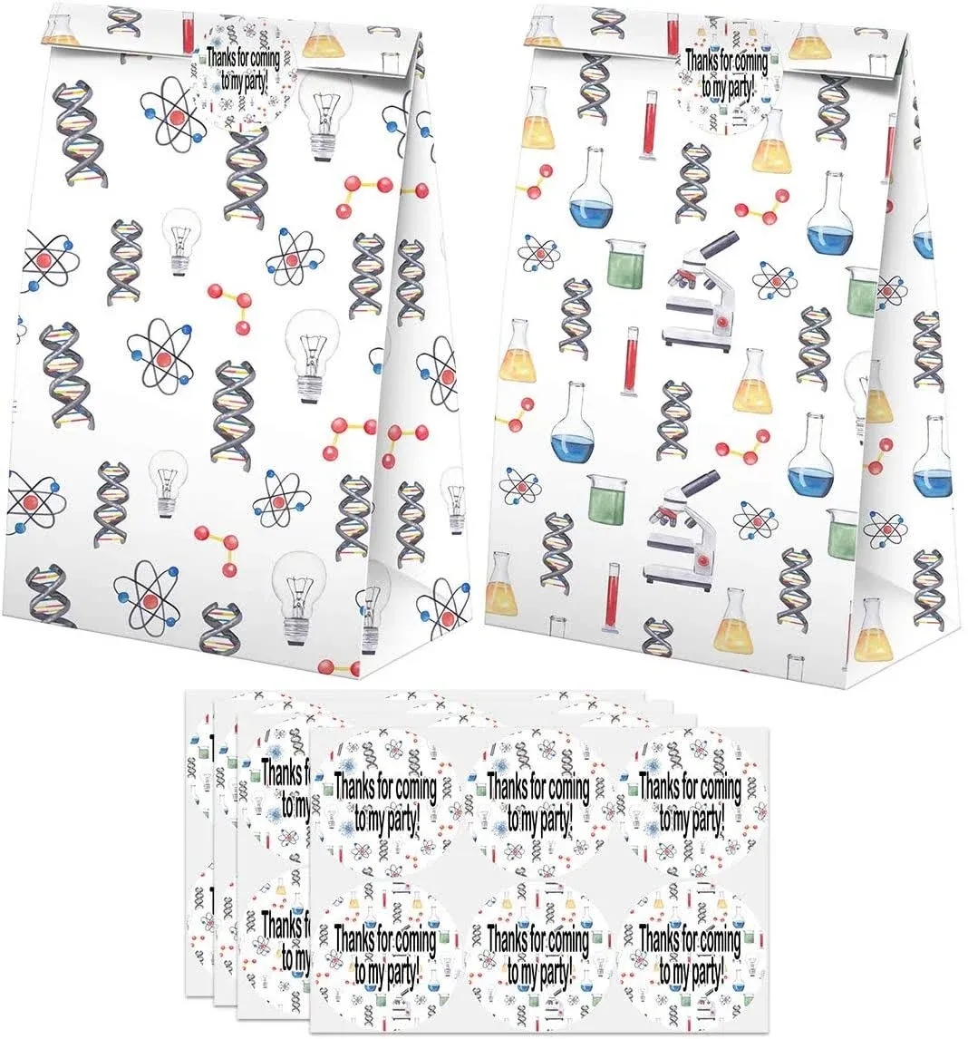 BonBeeDesign Science Party Favors Candy Bags with Stickers - Science Goodie Gift ...