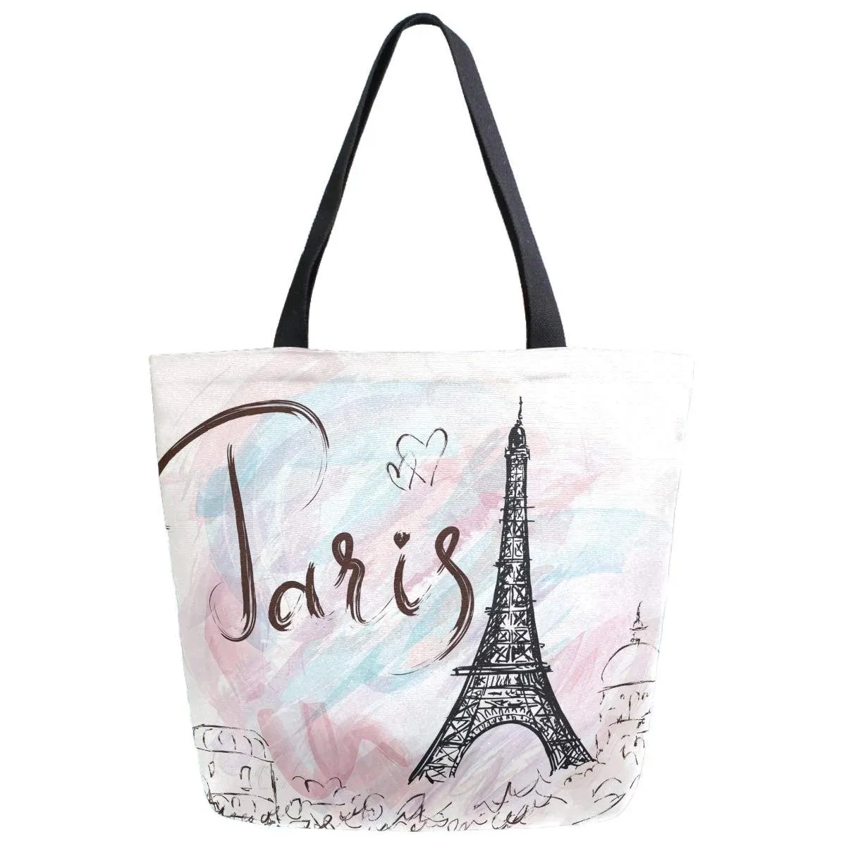 Pfrewn Eiffel Tower Canvas Tote Bag for Women Extra Large Grocery Bag Reusabl...