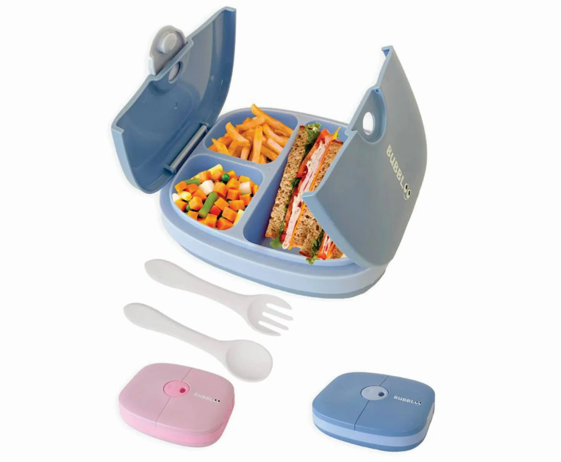 BUBBLOO Bento Box for Kids with Silverware - 3 Compartment Ideal Portion Sizes ...