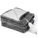 Heated Blanket Electric Throw 50&quot;x60&quot; Auto-Off Heat Level Protect Flannel Sherpa