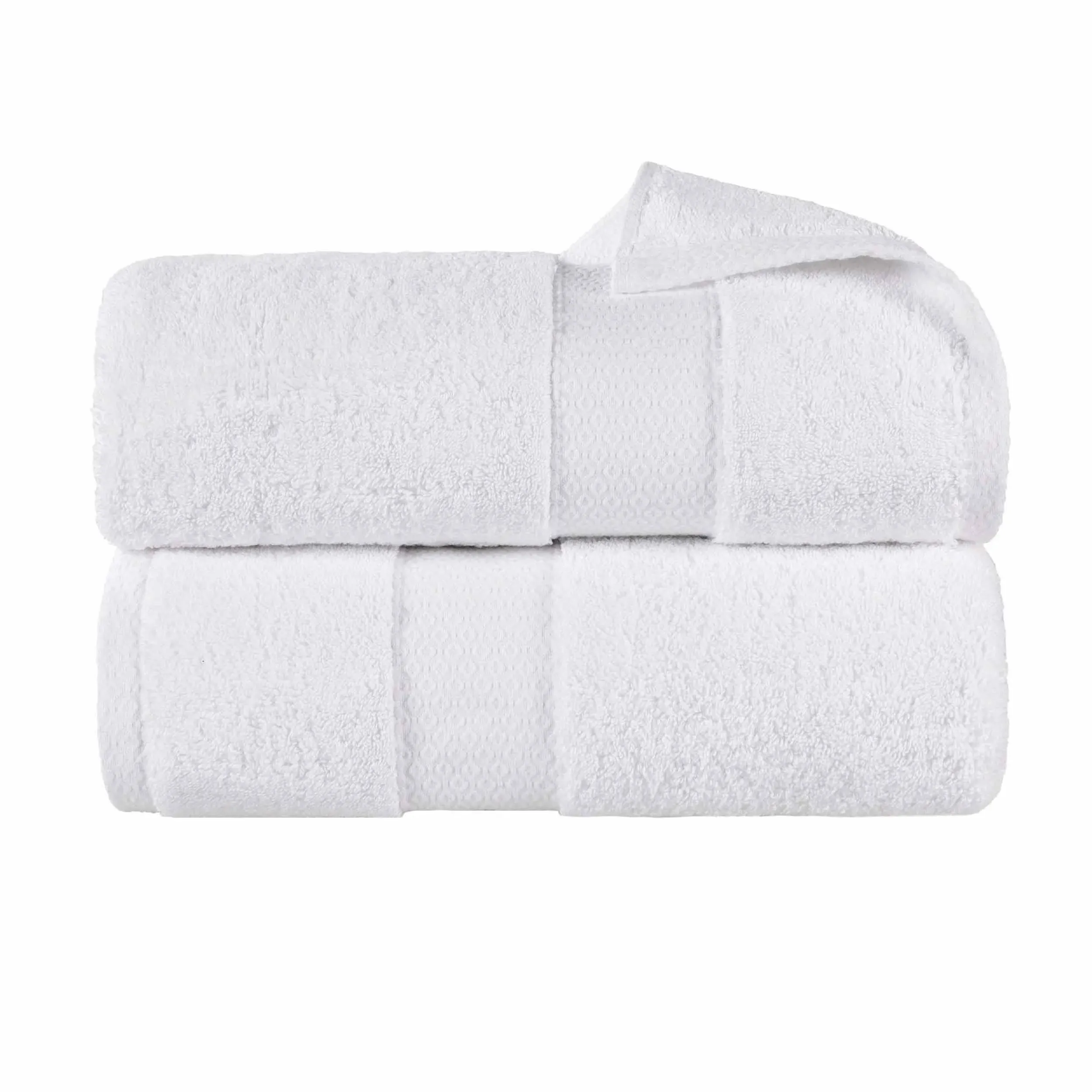 Superior Niles Egypt produced Giza Cotton Dobby Ultra-Plush Absorbent Bath Sheet Set of 2 - White