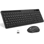 Wireless Keyboard and Mouse - Keyboard with Phone Holder, 2.4GHz Silent USB Wireless Keyboard Mouse Combo, Full-Size Keyboard and Mouse for Computer, Desktop and Laptop (Black)