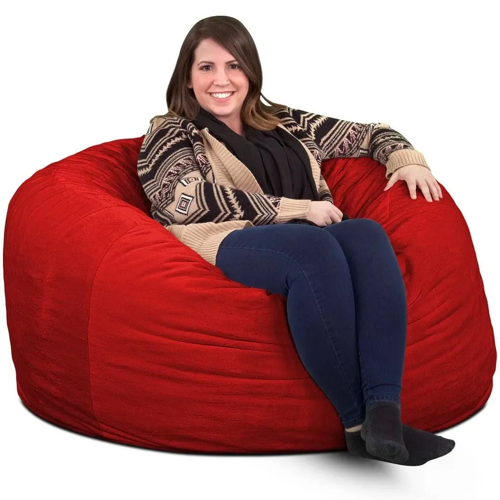 ULTIMATE SACK 4000 (4 ft.) Bean Bag Chair Cover in Multiple Colors: Cover ONLY. (4000, Red Suede)