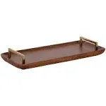 Kate and Laurel Cantwell Mid-Century Modern Wood Tray, 18 x 8, Walnut Brown, Decorative Tray for Serving, Storage and Display