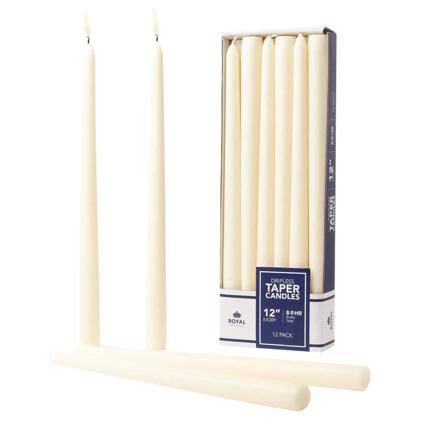 Royal Imports Unscented Taper Candles, Elegant Premium Quality, Dripless &amp; Sm...