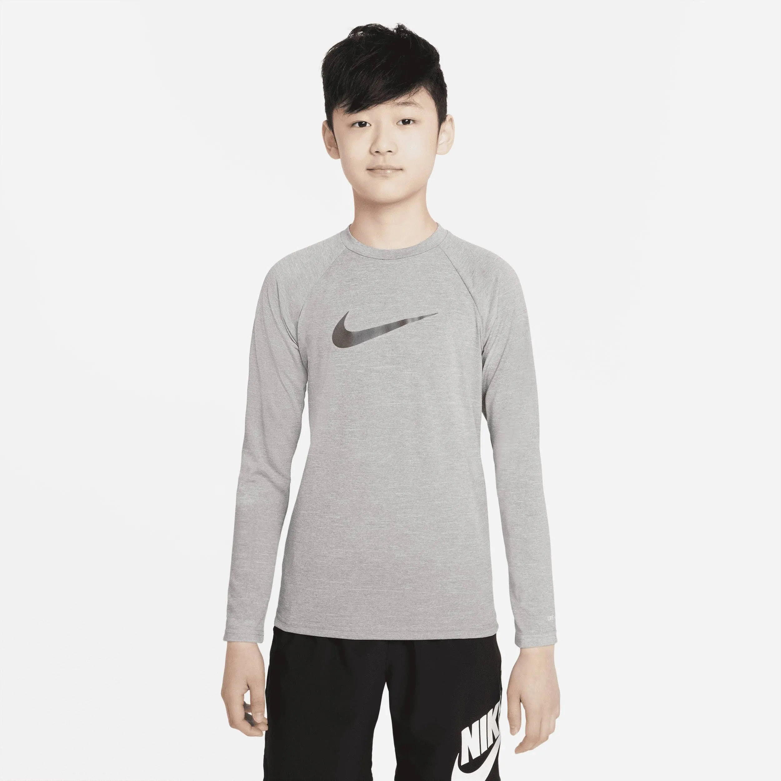 Nike Swim Boys' Particle Grey Long Sleeve Hydro Rash Guard