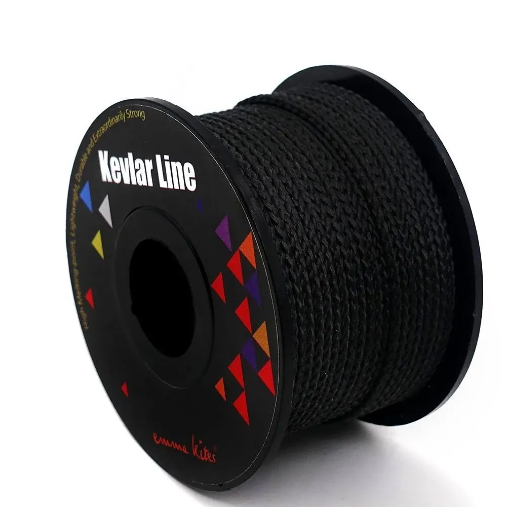 Emma Kites 100% Black Kevlar Braided Cord 100ft 300lb High Strength, Abrasion ...