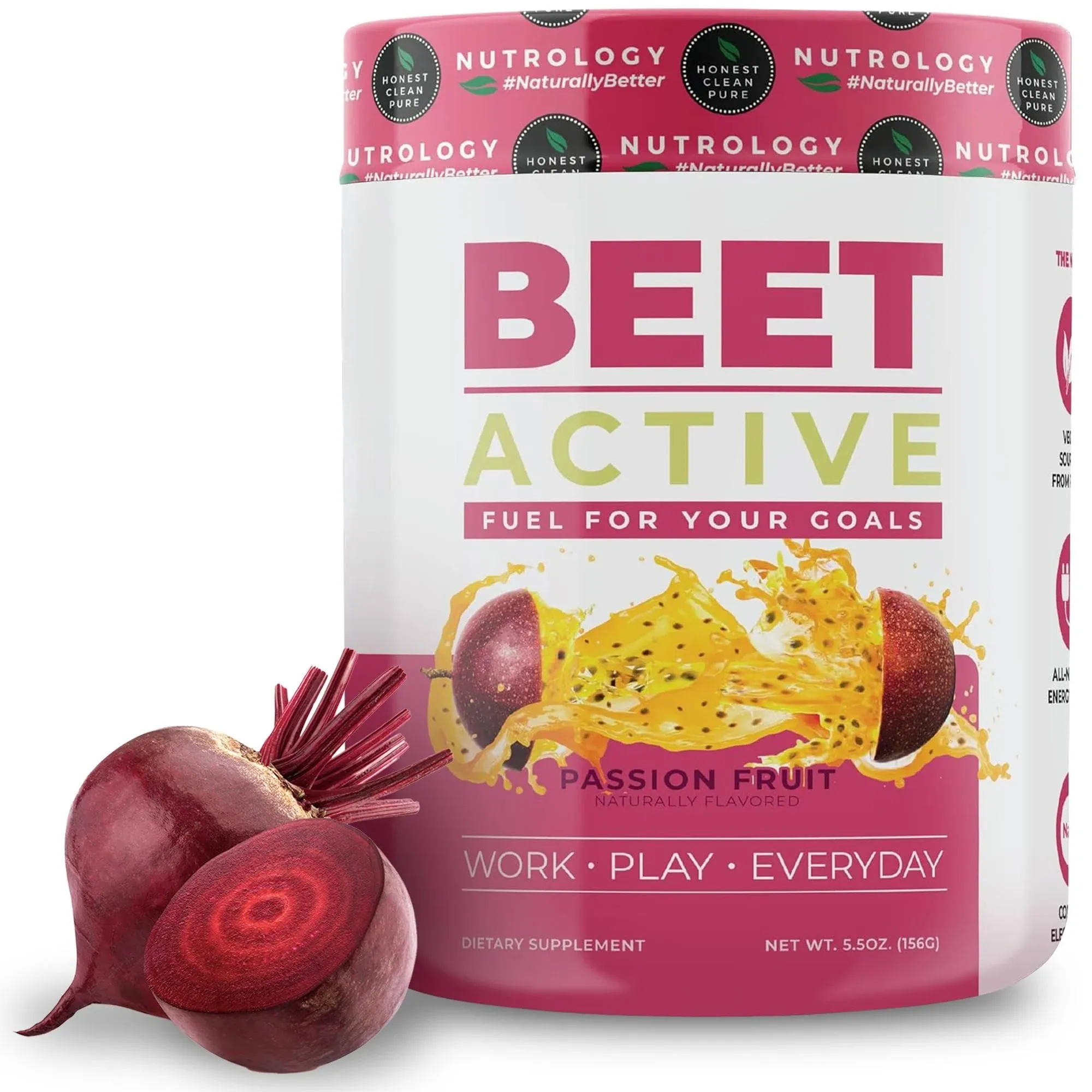 Beet Active–All-Nat<wbr/>ural Vegan Pre-Workout–Be<wbr/>et Root Powder- Passion Fruit 