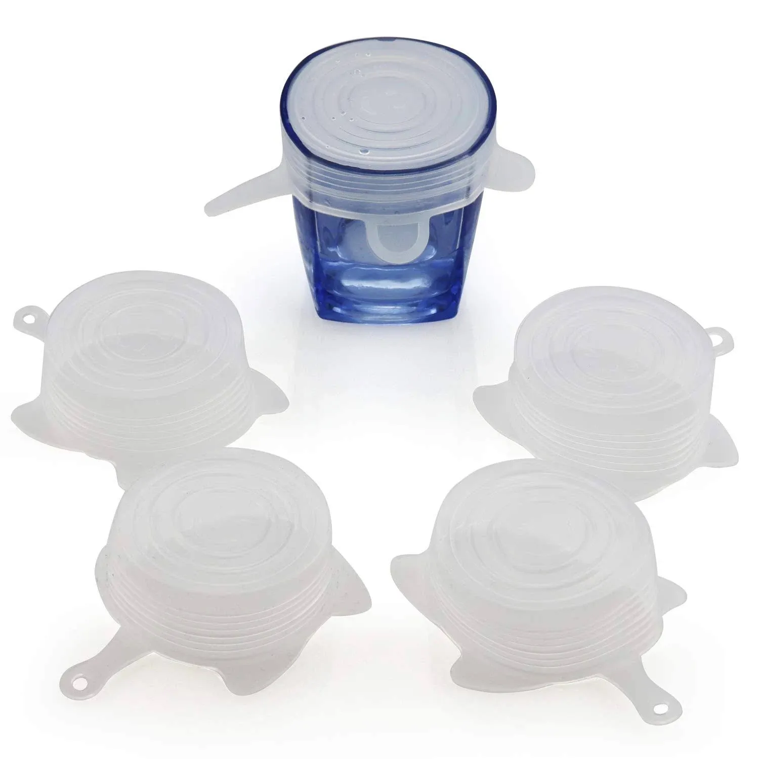 Small Silicone Stretch Lids 5 Pack of 2.5 inch Reusable Stretch Cover, Silicone Stretch and Seal Lids Fit for 2.6 to 3.4 inch Can Cup Regular and Wide Mouth Mason Jar