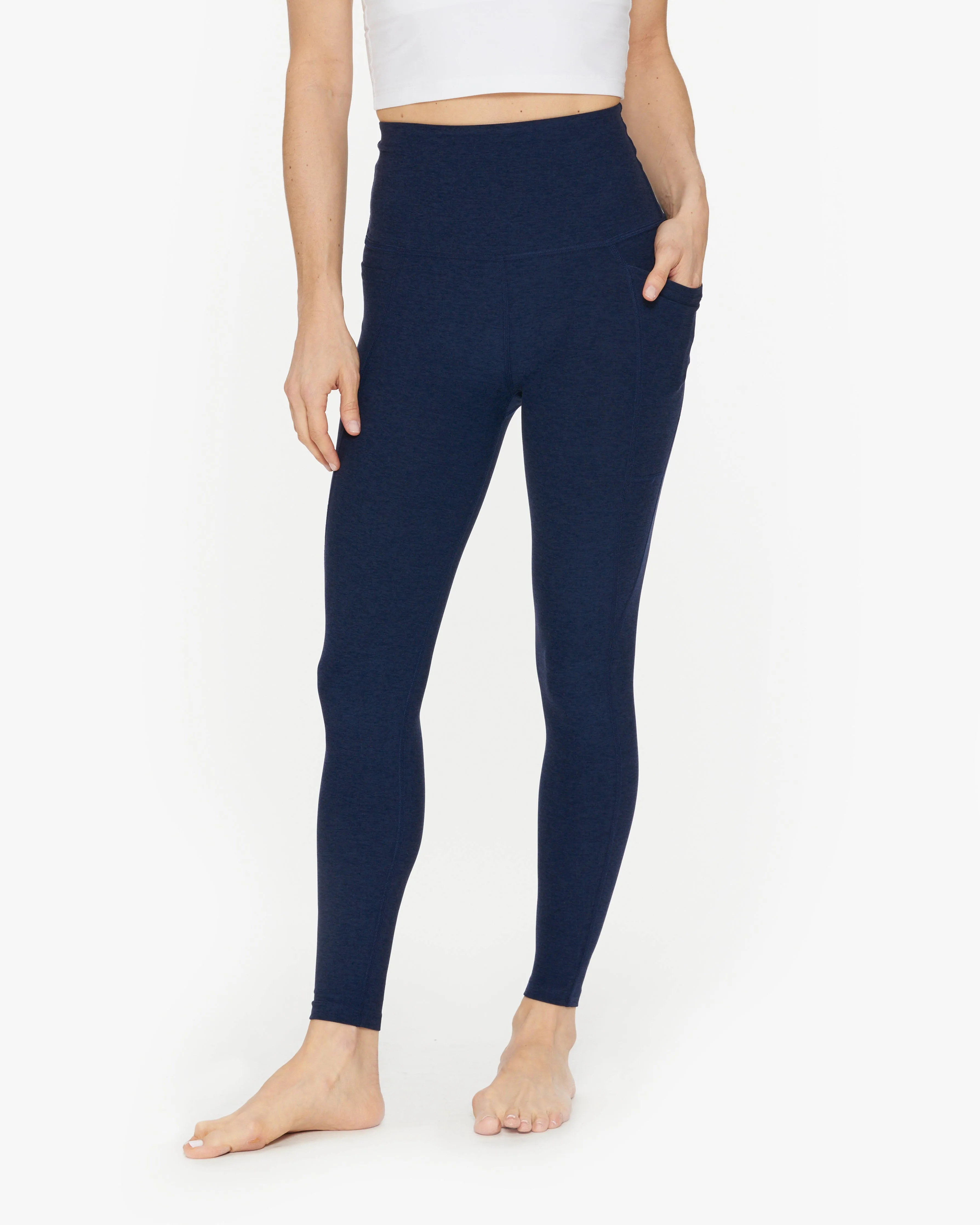 Beyond Yoga Spacedye Out of Pocket High Waisted Midi Legging - Nocturnal Navy