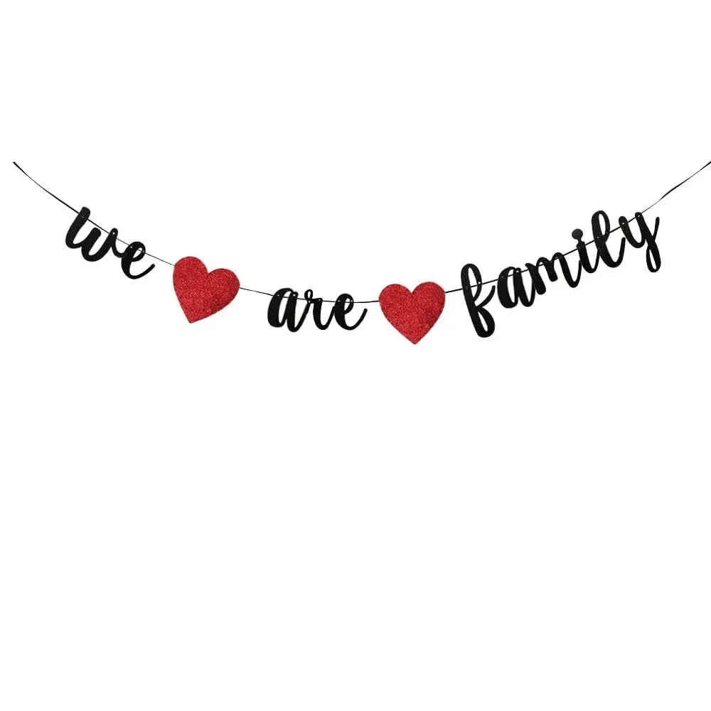 JENSENLIN We Are Family Banner,Black Family Party Sign for New House Moving Party ...