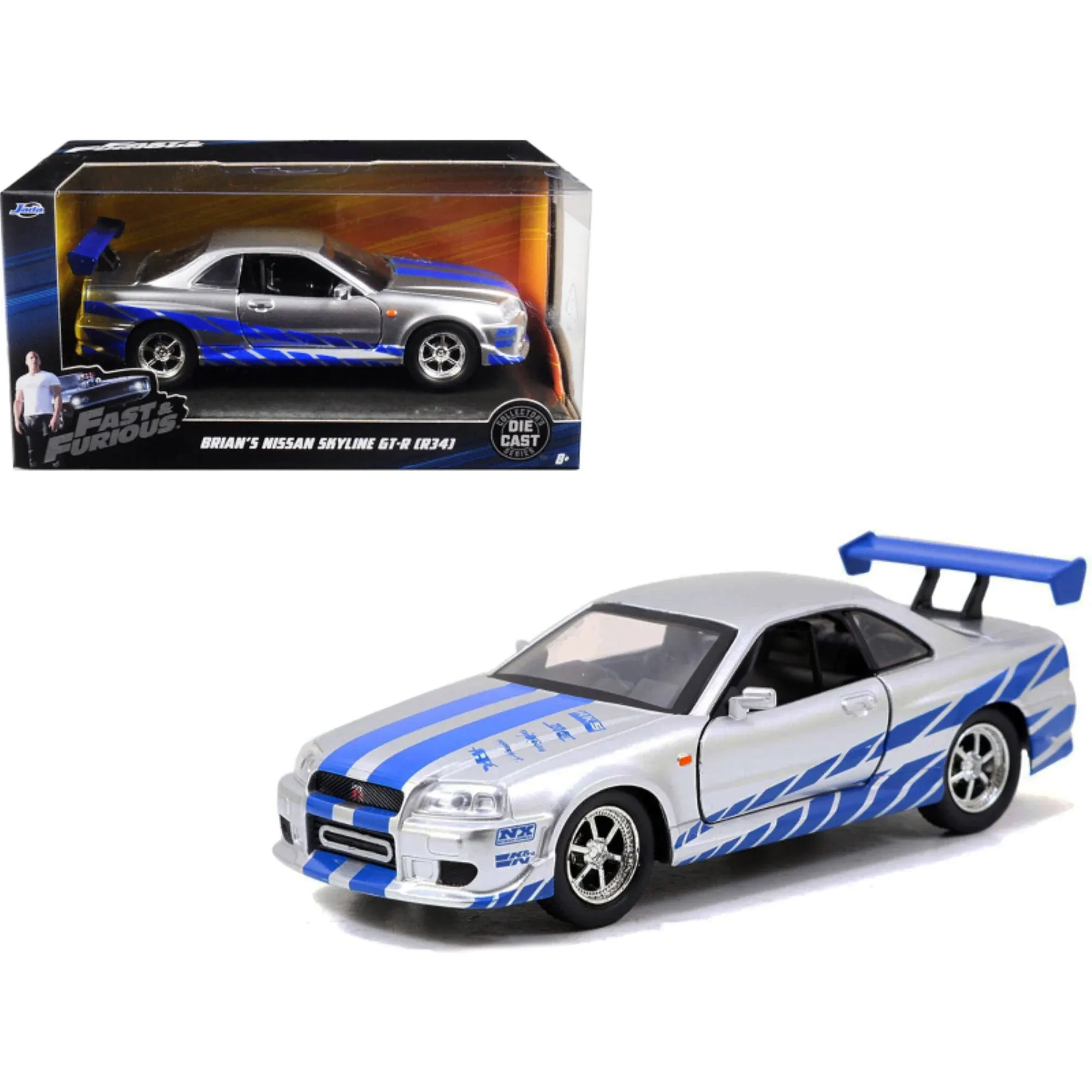 Fast & Furious - 2002 Nissan Skyline GTR R34 Silver 1:32 Scale Hollywood Ride