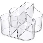 Home Collection 5 Compartment Classic Acrylic Napkin Holder with Cutlery Organizer Caddy Bin, For Spoons, Forks, Knives & Cups Divided Storage!