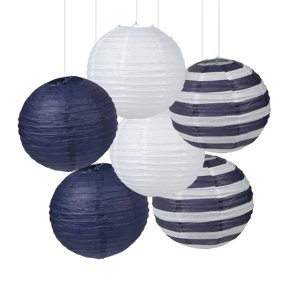 Nautical Lanterns - Party Decor - 6 Pieces, Blue