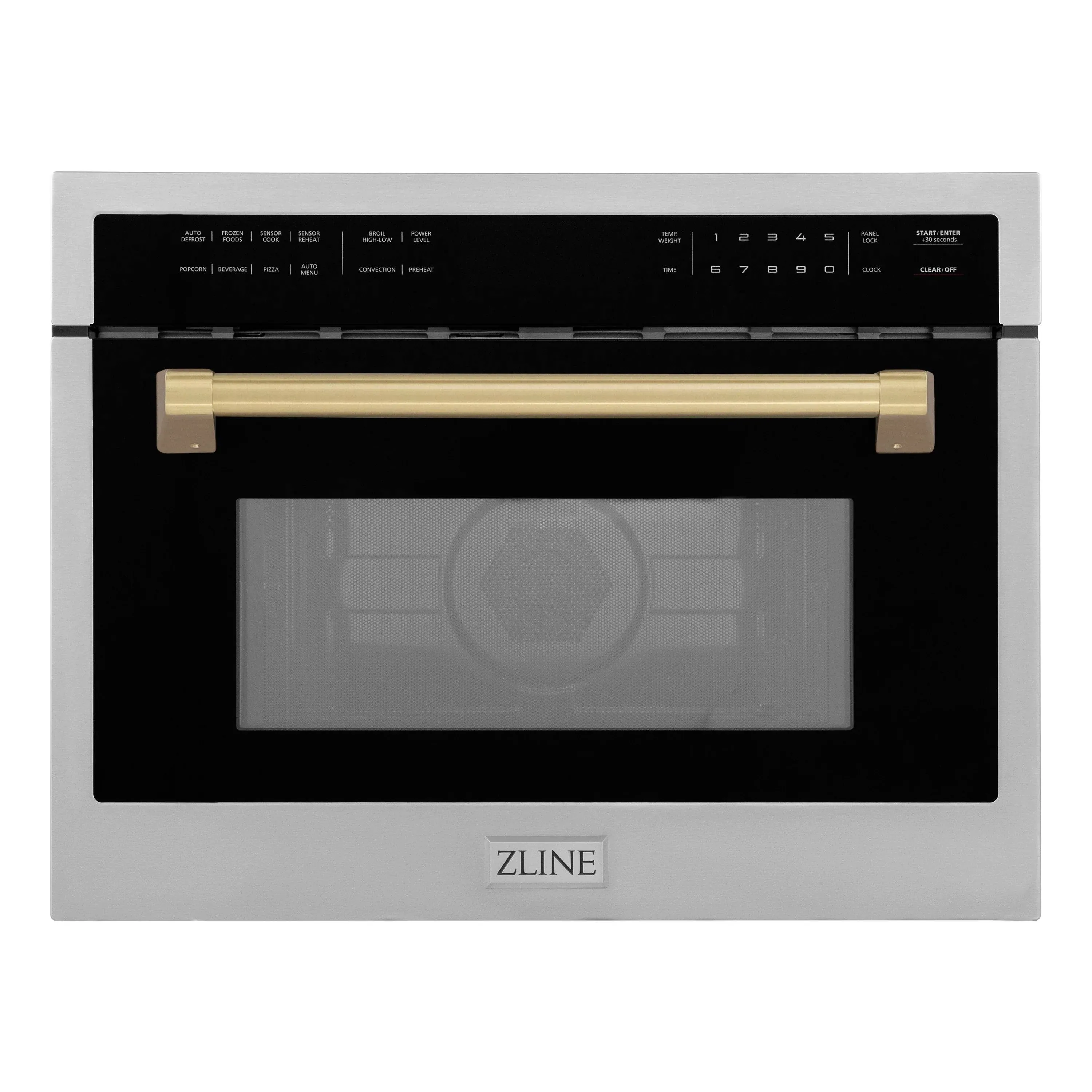 ZLINE Autograph Edition 24" 1.6 Cu ft. Built-in Convection Microwave Oven in Stainless Steel and Champagne Bronze Accents