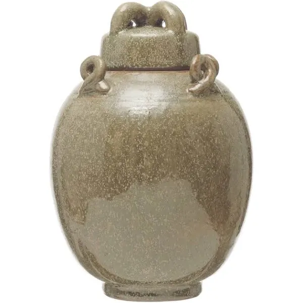 Decorative Stoneware Cachepot, Brown Reactive Glaze - Farmhouse - Decorative Jars And Urns - by Olive Grove | Houzz