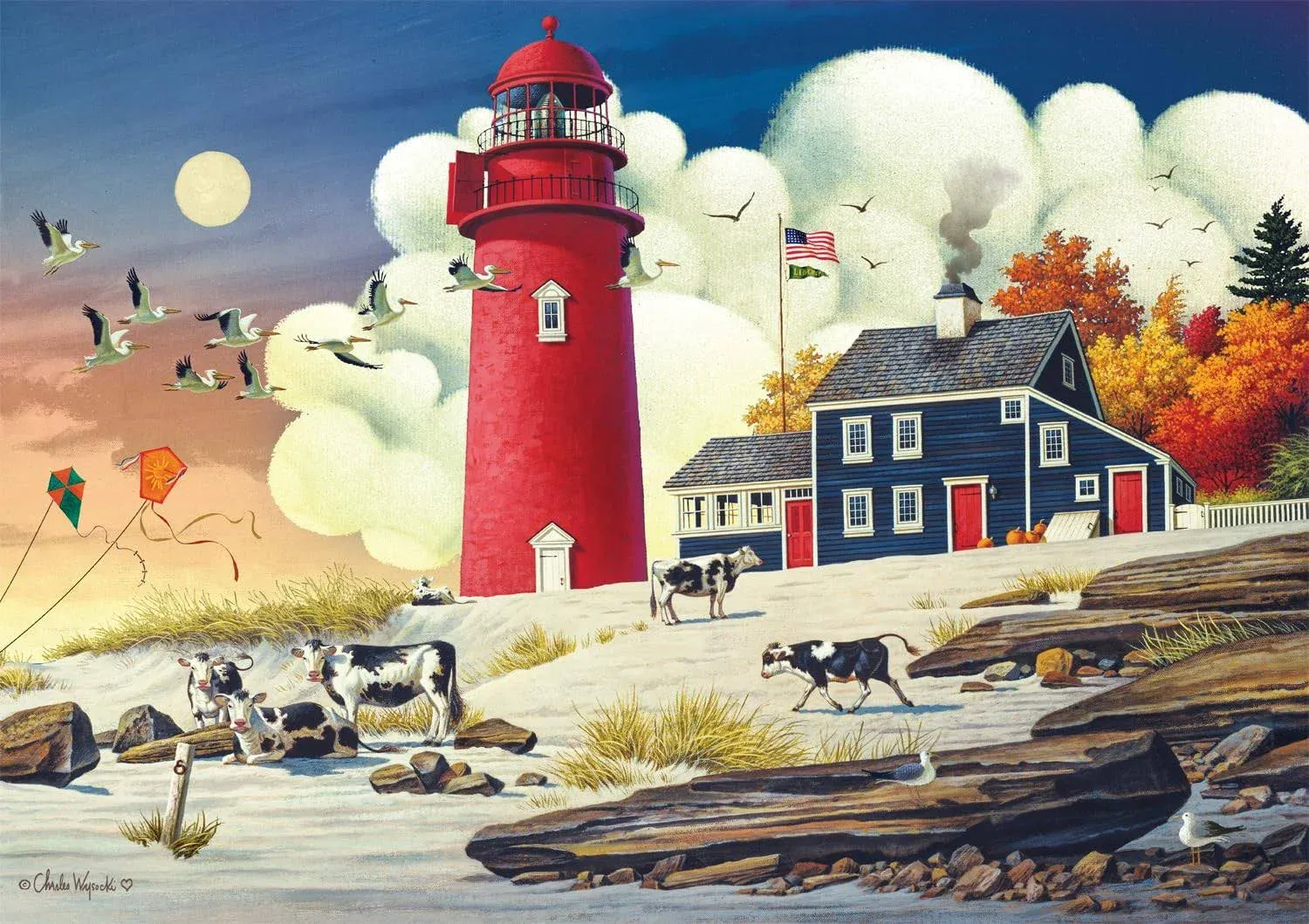 - Charles Wysocki - Beach Bums - 300 Large Pice Jigsaw Puzzle for Adults Chal...