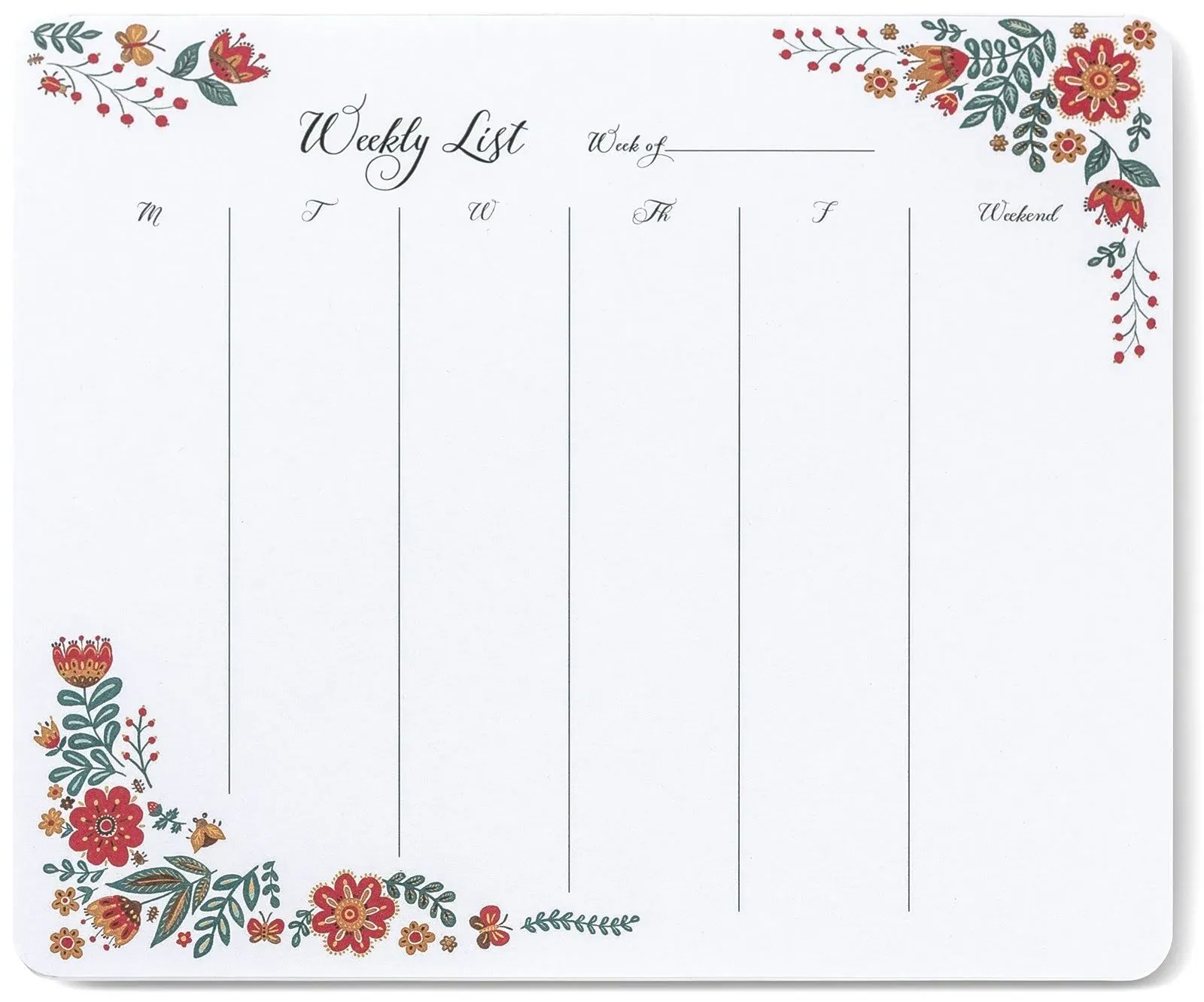 High Note Dinara's Folk Floral Weekly To-do Notepad Non-dated Planner W/ Magnet ...