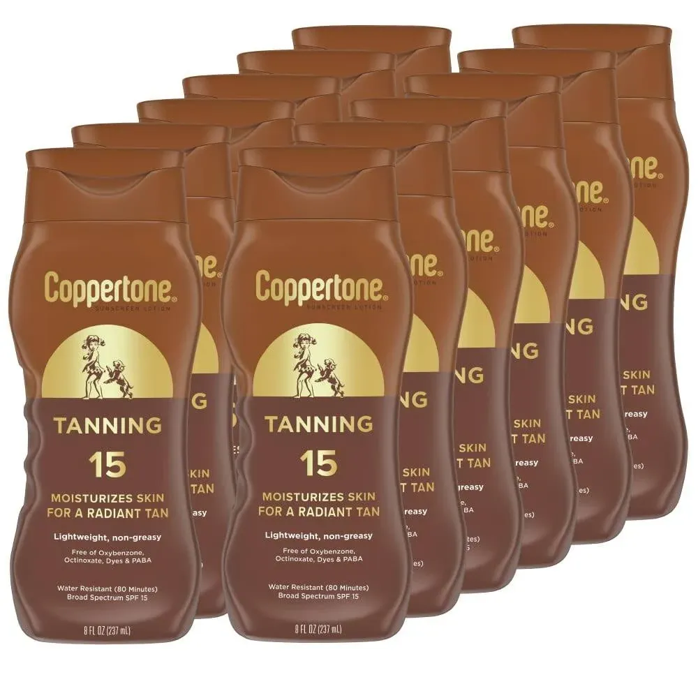 Coppertone Tanning Sunscreen Lotion, Water Resistant Body Sunscreen SPF 15, Broad ...