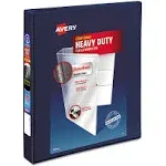 Avery® Heavy-Duty View Binder With Durahinge And One Touch Ezd Rings, 3 Rings, 1" Capacity, 11 X 8.5, Navy Blue