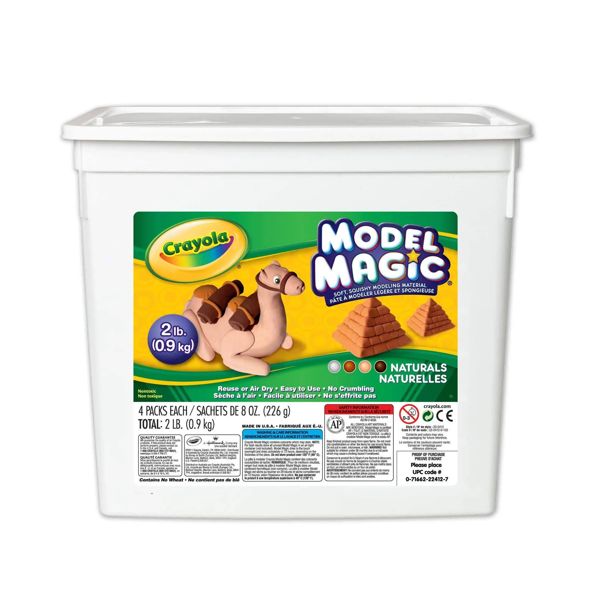 Crayola Model Magic, Modeling Clay Alternative, 8Oz Packs, Set Of 4, Assorted Natural Colors