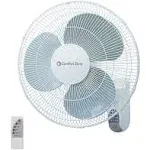 Comfort Zone Oscillating Wall Mount Fan with Remote Control, Timer, Auto Shut Off, Adjustable Tilt, Quiet, 16 inch, 3 Speed, Ideal for Home, Bedroom