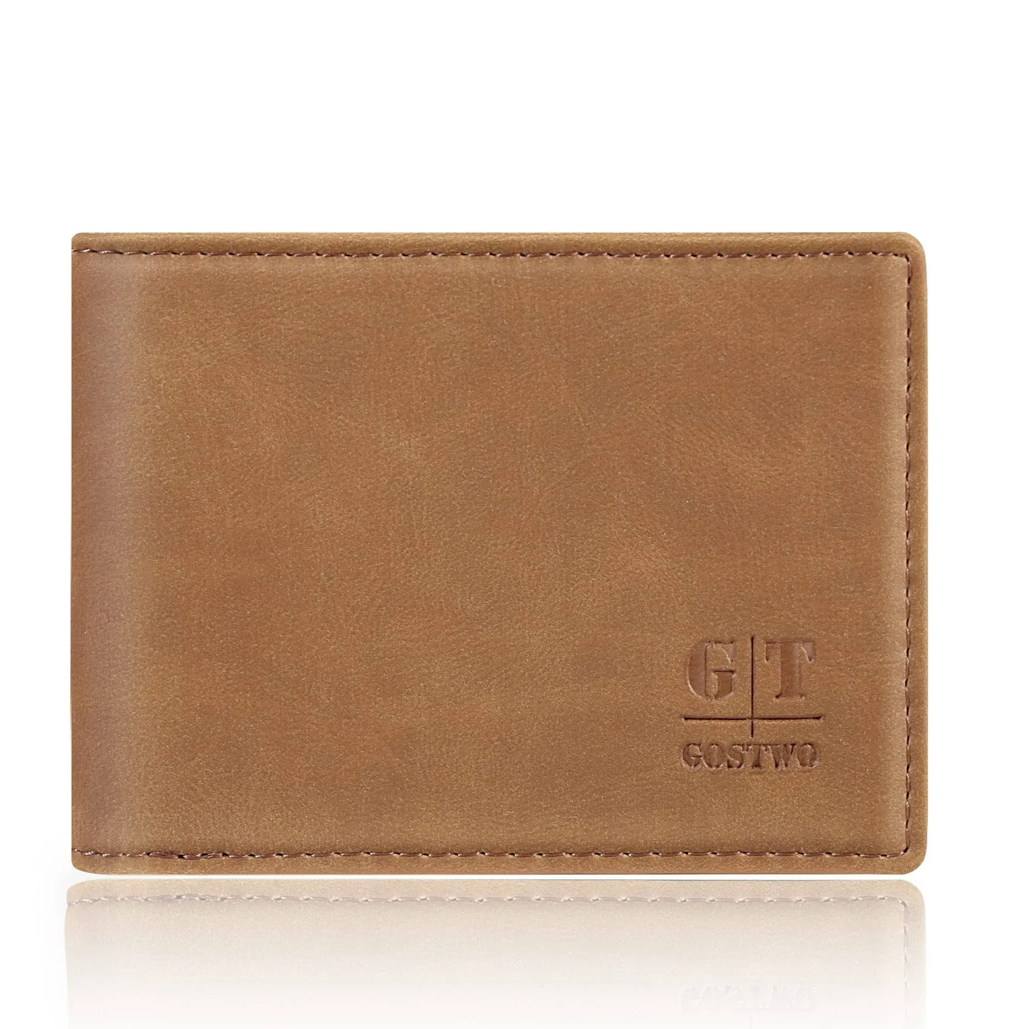 Gostwo Leather wallet Slim Front Pocket ID Window Card RFID blocking