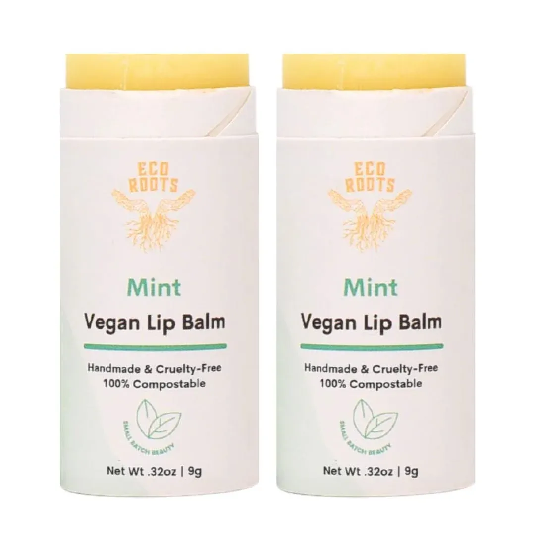 Mint Scent Lip Balm 2 Pack - Organic and Vegan Lip Moisturizer - Cruelty-Free, E