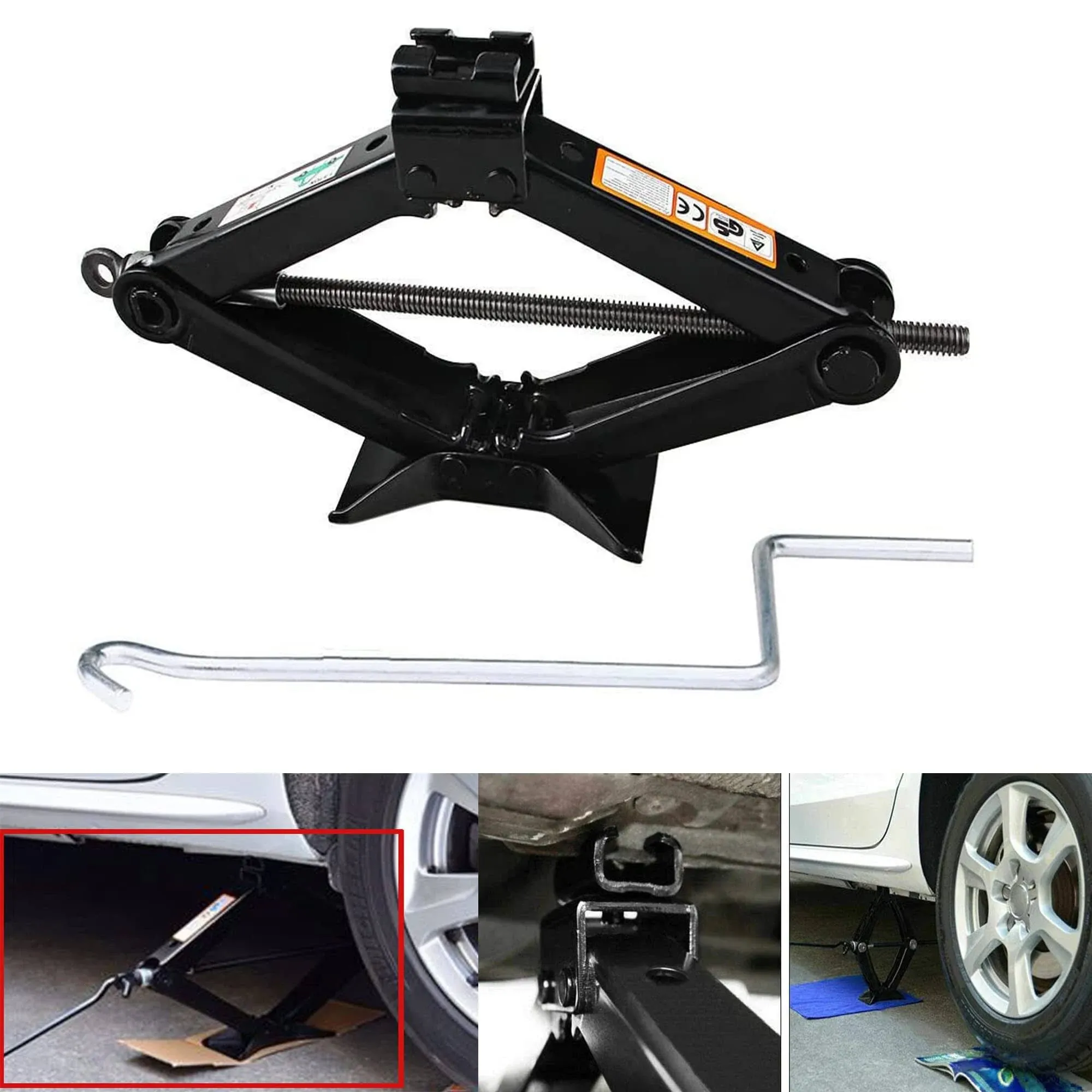 DICN Scissor Jack with Crank Handle Car Tire Repair Kit Emergency for Toyota ...