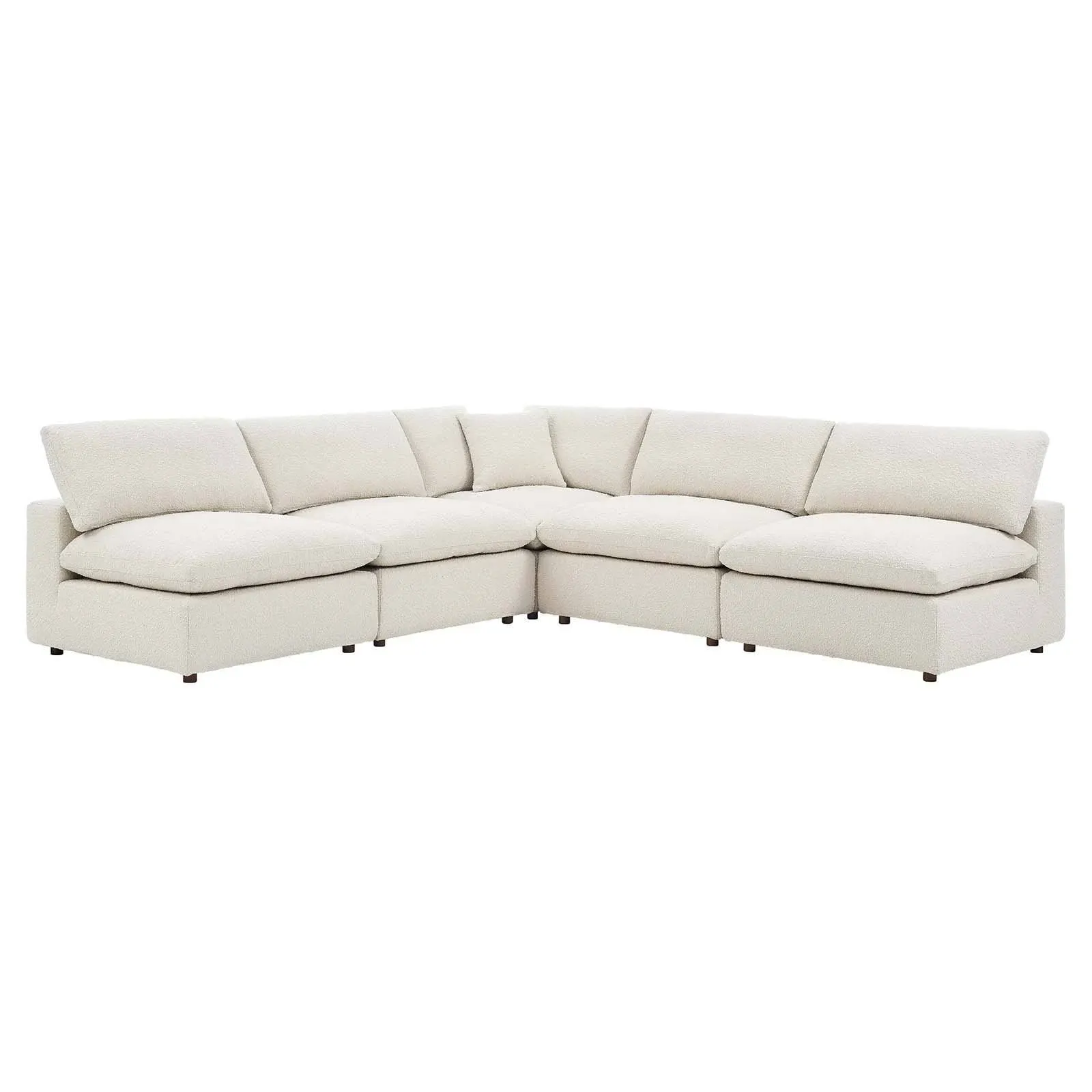 MODWAY EEI-6367 COMMIX 119 INCH DOWN FILLED OVERSTUFFED BOUCLE FABRIC 5-PIECE SECTIONAL SOFA