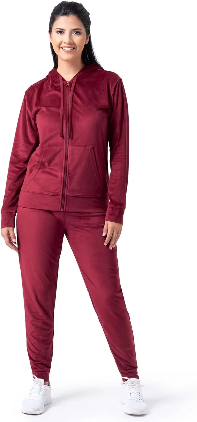 Wright's Womens Velour Tracksuit 2 Piece Zip Up Hoodie and Jogger