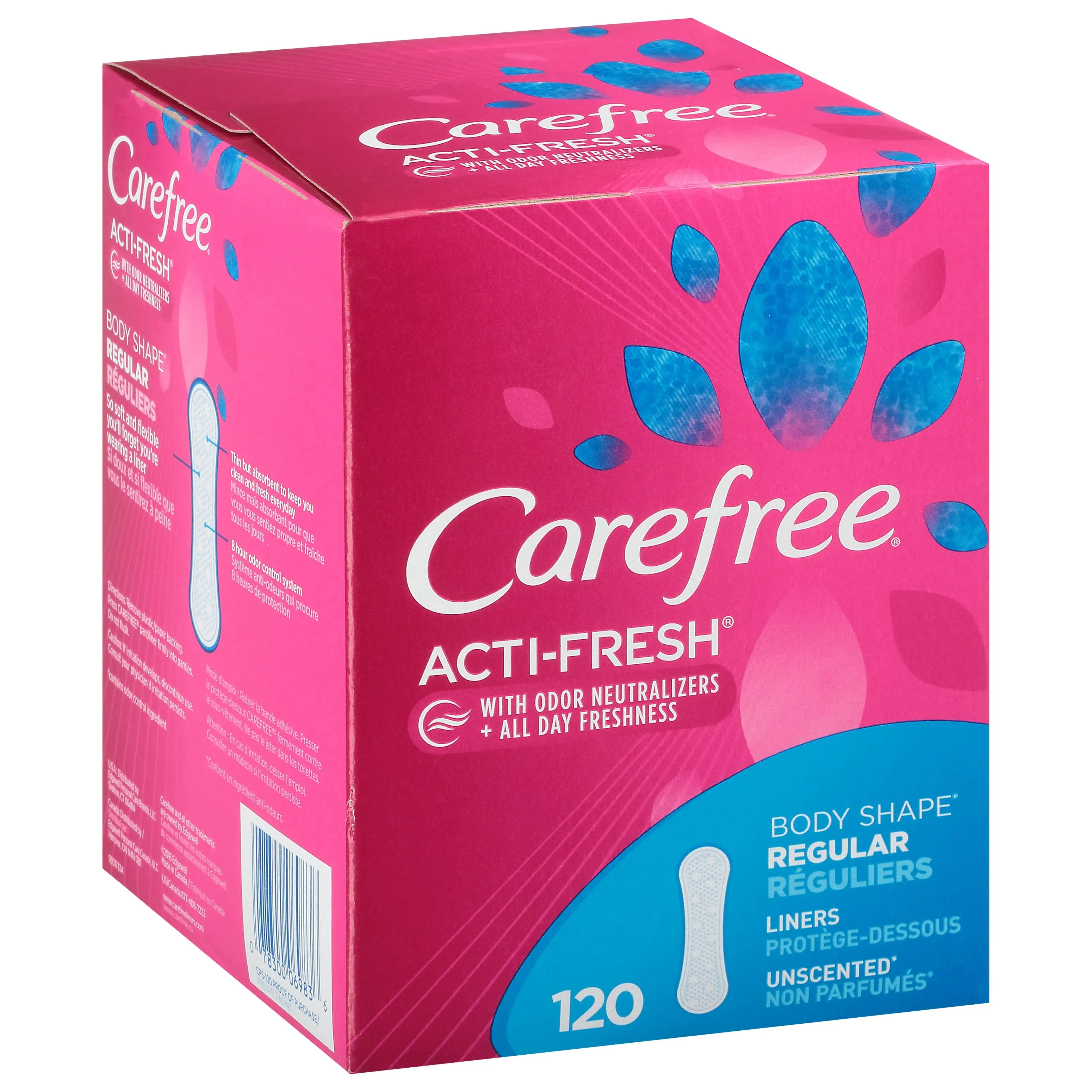 Carefree Acti-Fresh Body Shape Pantiliners Long Unscented - 42 ct