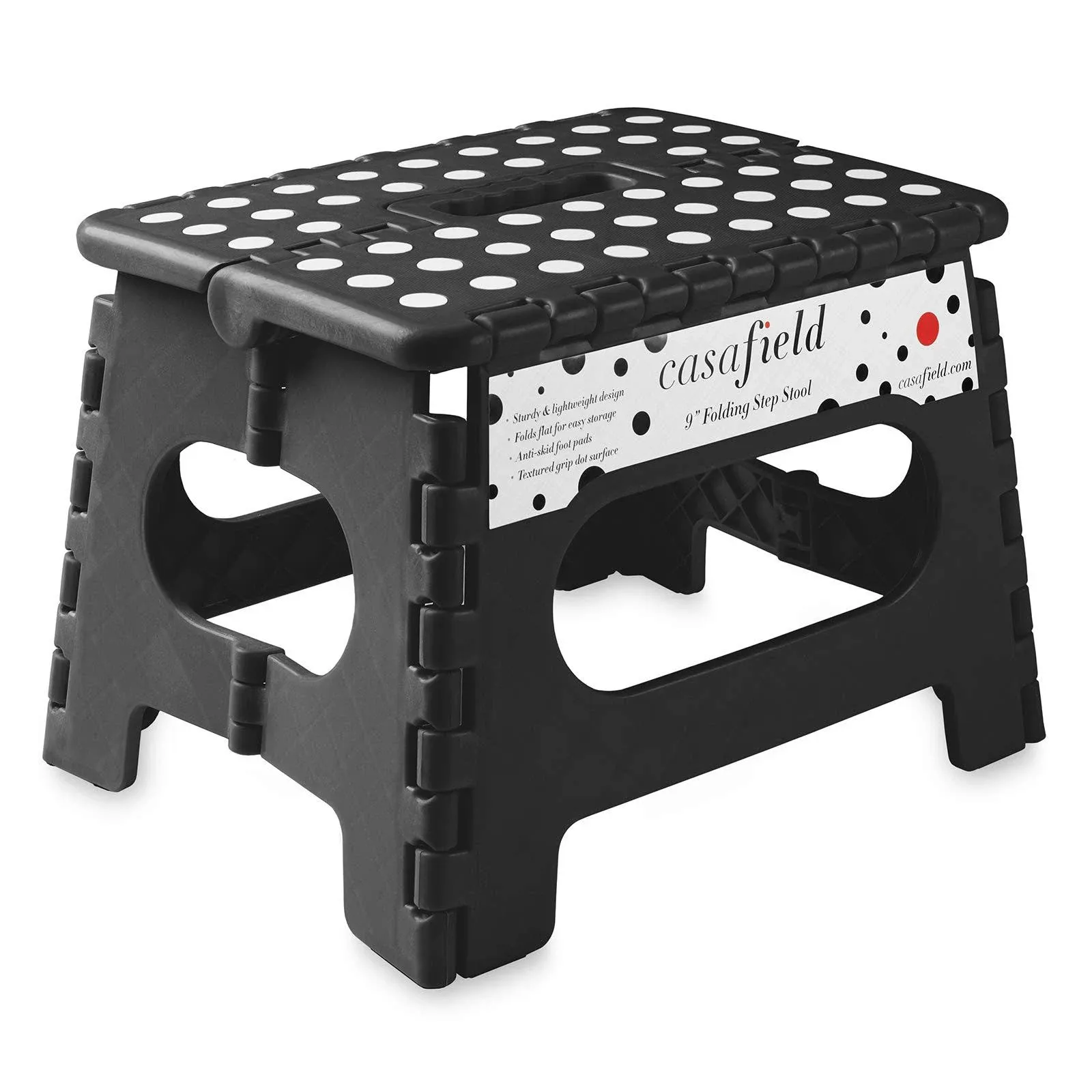 Casafield 9 inch Folding Step Stool with Handle Collapsible Foot Stool for Kids and Adults