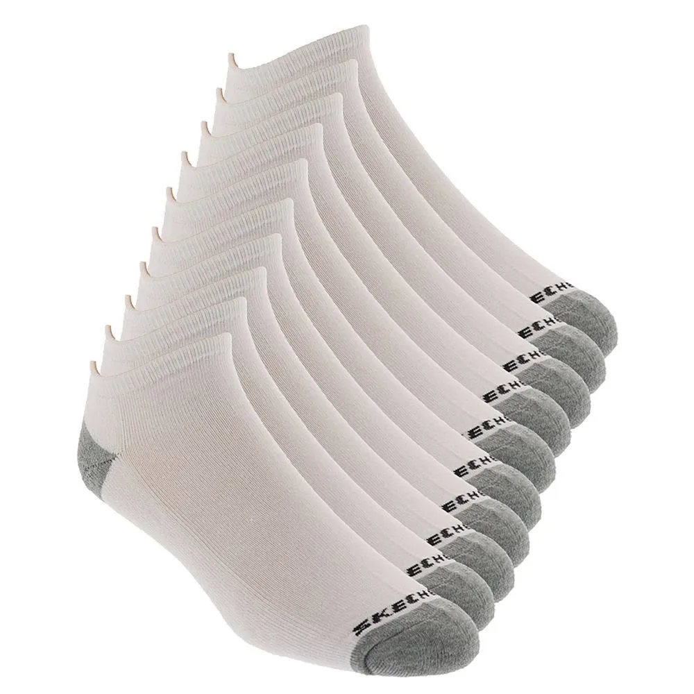 Skechers Men's 10-Pack No Show Socks Size One Size White