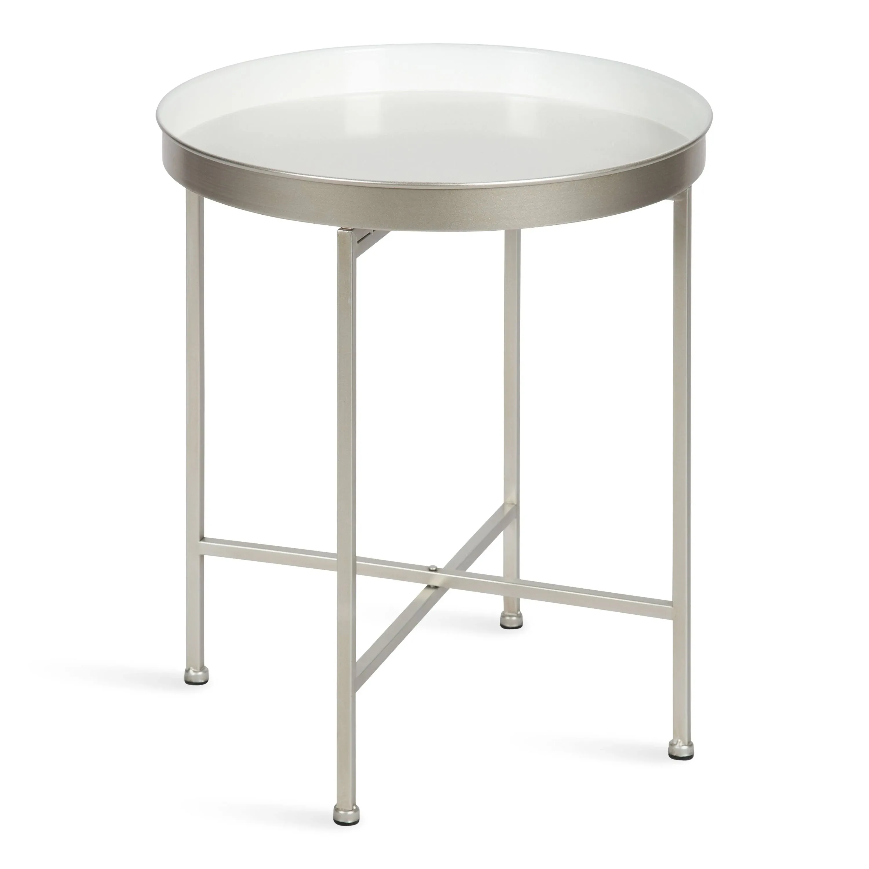 Kate and Laurel Celia 18.37 in. Silver Round Metal End Table 219942