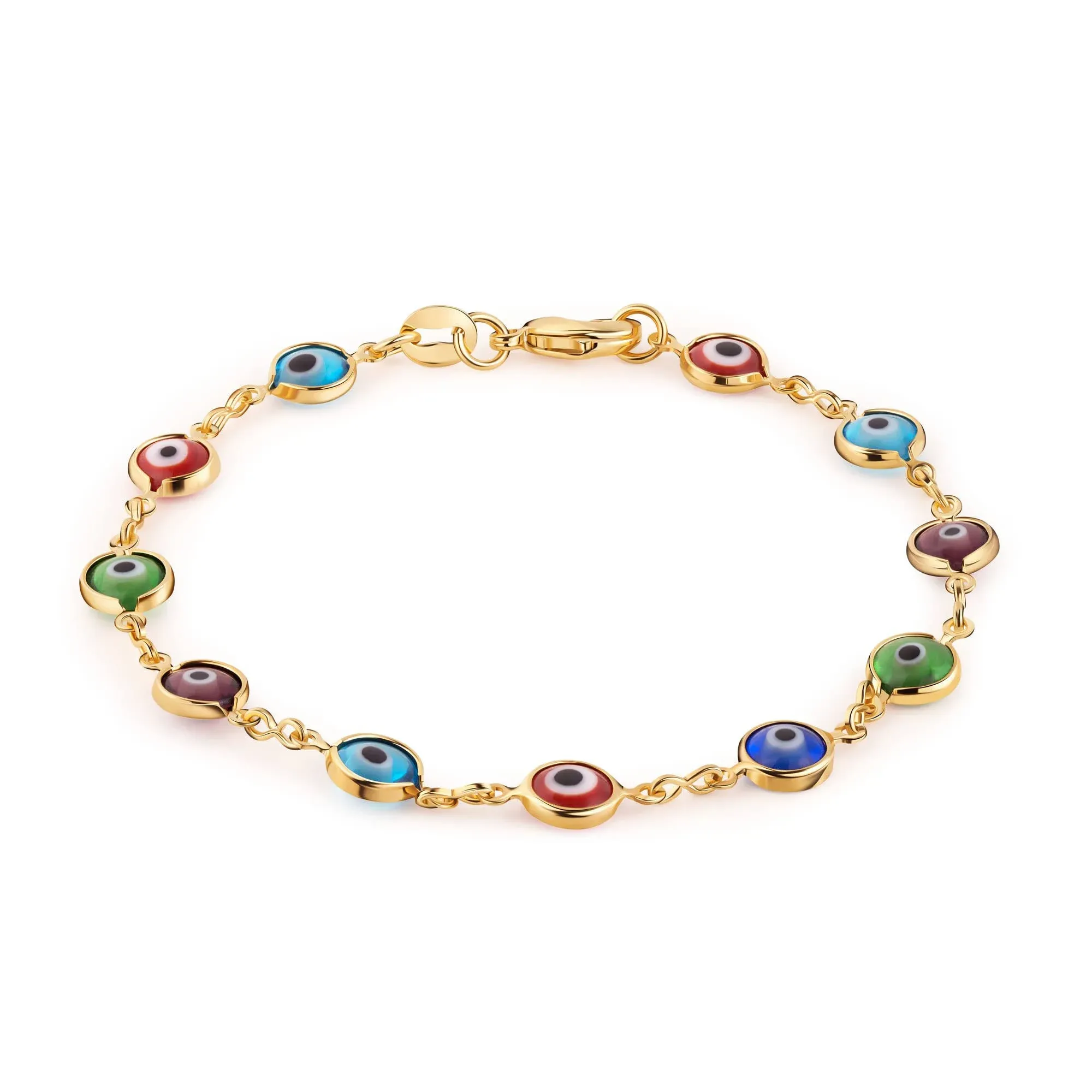 18K Gold Plated Multicolored Evil Eye Bracelet