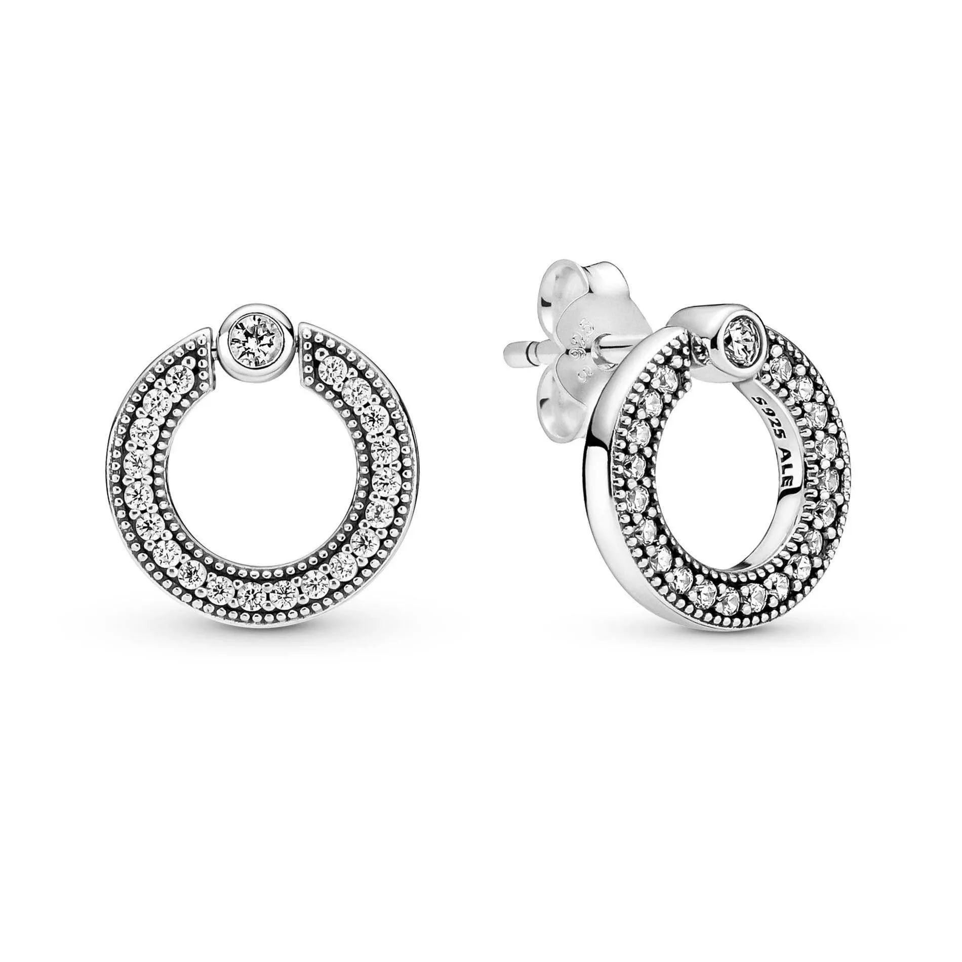 Pandora Sterling Silver Logo Circle Reversible Stud Earring