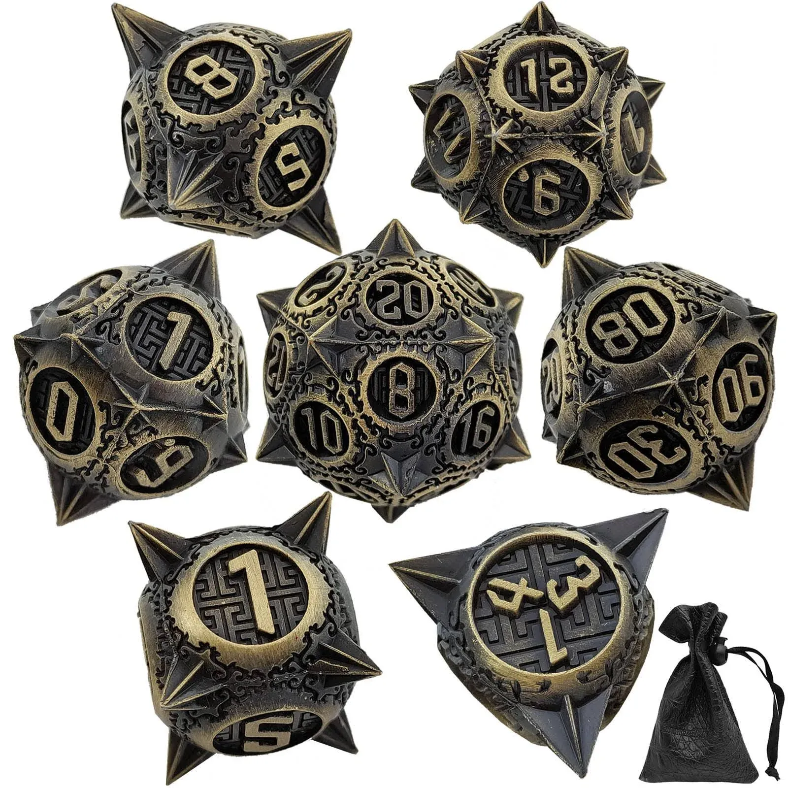 DND Dice Set Dungeons and Dragons Dice Set with Dice Bag Metal D&D Dice D and D ...