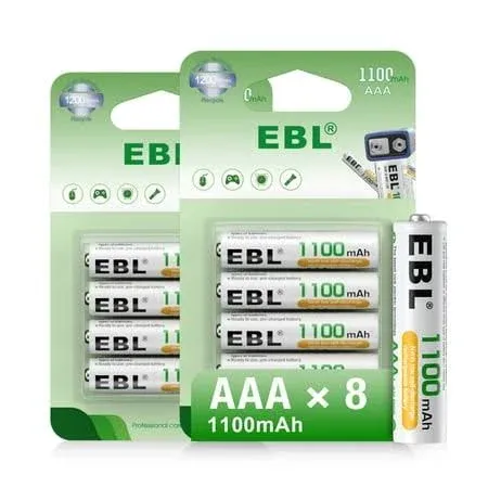 EBL Rechargeable AAA Batteries 1100mAh Ni-MH Triple A Batteries, 8 Counts 1.2V